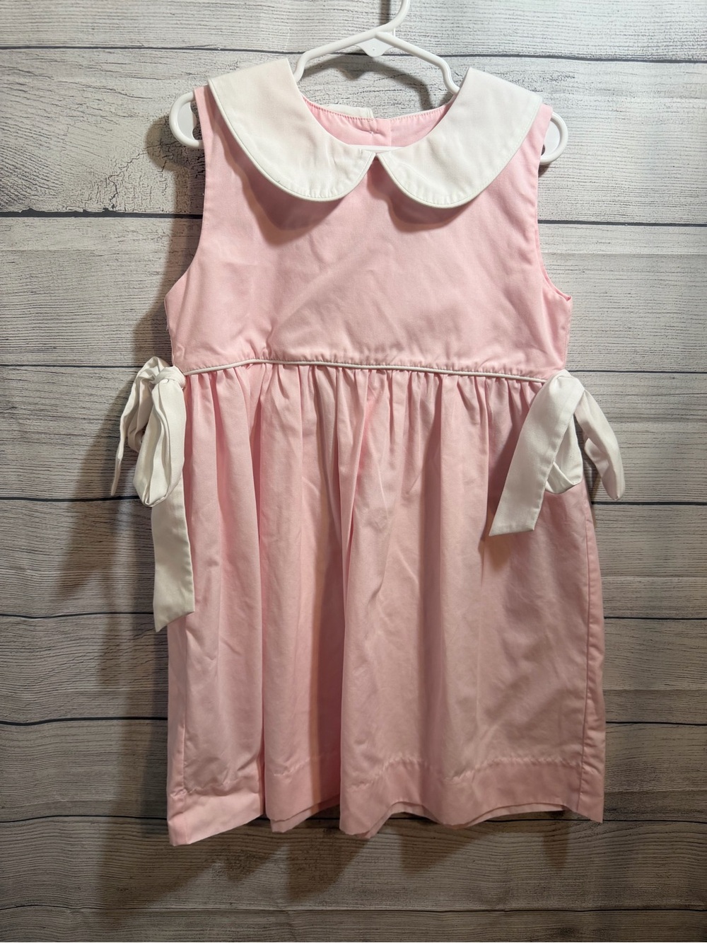 True Pink Dress with White Collar and Ties